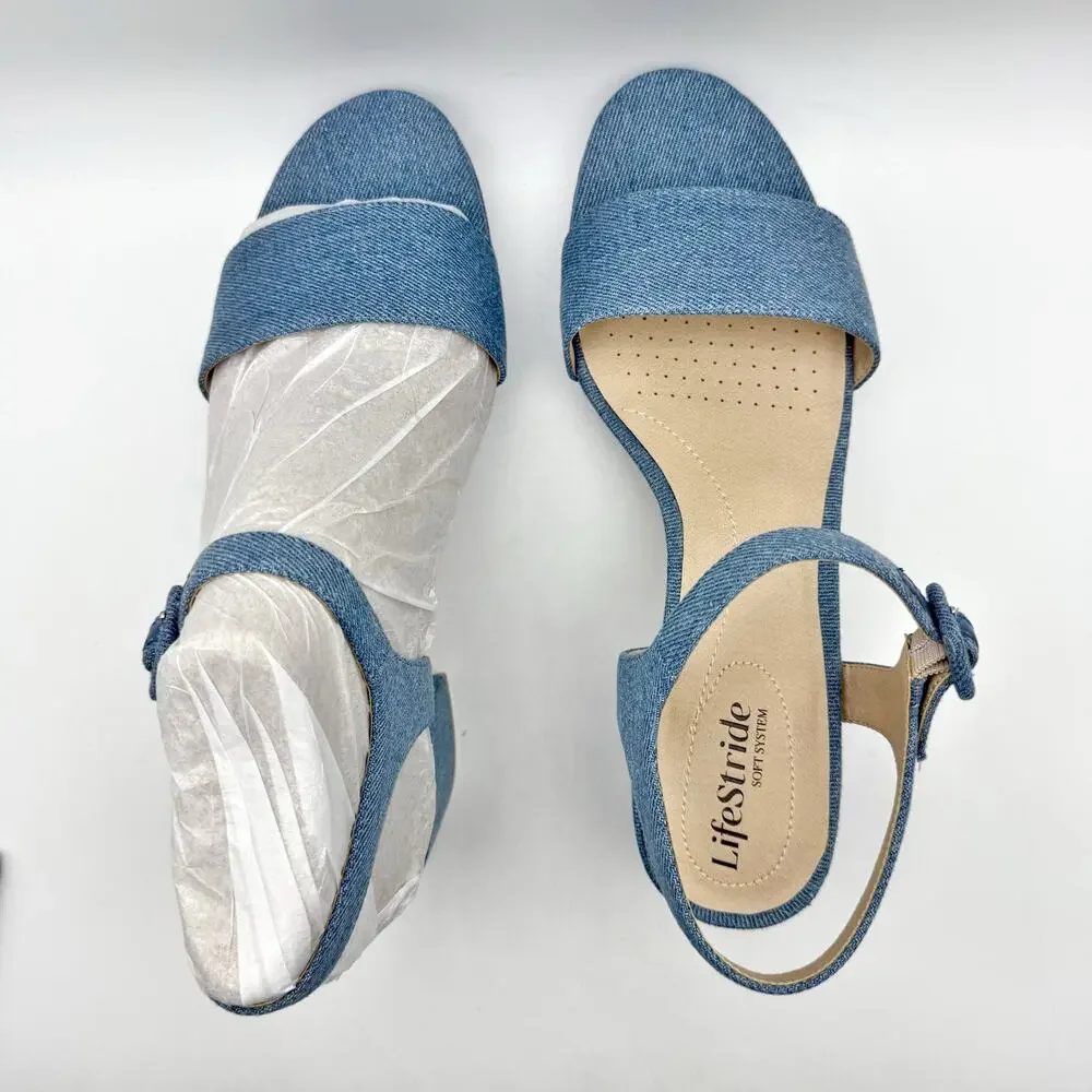 LifeStride Womens Rhythmn Sandal Heels US 11 M EU 42 Denim Blue NIB